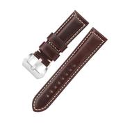 CFCMZTZPED Bracelet De Montre Universel En Cuir De Vachette Ciré For L'huile, Motif Nœud En Bambou, Bracelet Rétro Compatible For Panerai.(Oil Wax Wine Red,24mm)