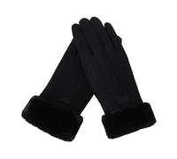 CFCMZTZPED Gants d'hiver en daim for femmes, polaire chaude et coupe-vent, gants for doigts complets, compatibles for les écrans tactiles, for la randonnée sports de plein air par temps froid(Black)