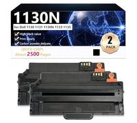 CFDFDA 1130N Cartouche de Toner Compatible pour Dell 1130, 1131, 1130N, 1133 et 1135 Imprimantes, Haute Capacité 2500 Pages, Impression Nette,Black-2 Pack