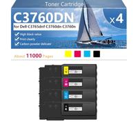 CFDFDA C3760DN 331-8429 331-8432 331-8431 331-8430 Cartouche de Toner Haute Capacité de Remplacement pour Dell C3765dnf C3760dn C3760n Imprimante, Haute Définition, 11000 Pages,BCMY-1 Pack