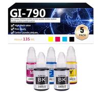 CFDFDA GI-790 Bouteille d'encre Compatible GI-790BK GI-790C GI-790M GI-790Y Remplacement pour Canon PIXMA G1000 G1010 G2000 G2002 G2010 G3000 G3010 G4000 G4010 Imprimante,1 Set
