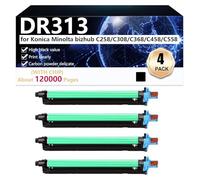 CFDFDA Haut Rendement DR313 Unité de Tambour de Remplacement pour Konica Minolta bizhub C258 C308 C368 C458 C558 Imprimantes, Claire et Durable,Black-4 Pack