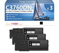 CFDFDA Haute Capacité C3760DN Cartouche de Toner de Remplacement 331-8429 331-8432 331-8431 331-8430 pour Dell C3765dnf C3760dn C3760n Imprimantes, Transparent et Durable,Black-3 Pack