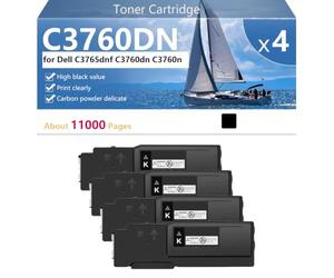 CFDFDA Haute Capacité C3760DN Cartouche de Toner de Remplacement 331-8429 331-8432 331-8431 331-8430 pour Dell C3765dnf C3760dn C3760n Imprimantes, Transparent et Durable,Black-4 Pack