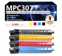 CFDFDA MPC307 Cartouches de Toner Haute Capacité Compatibles pour Ricoh MP C306 C406zsp 307 407 MPC306 406 Imprimante, Impression Haute Définition, 13000 Pages,BCMY-1 Set