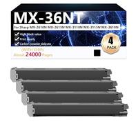 CFDFDA MX-36NT Cartouche de Toner Compatible pour Sharp MX-2610N MX-2615N MX-3110N MX-3115N MX-3610N Imprimantes, Haute Capacité 24000 Pages, Impression Haute Définition,Black-4 Pack