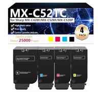 CFDFDA MX-C52TC Cartouche de Toner Haute Capacité Compatible pour Sharp MX-C428F MX-C528F MX-C528P Imprimantes, Impression Haute Définition, 25000 Pages,BCMY-1 Pack
