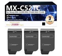CFDFDA MX-C52TC Cartouche de Toner Haute Capacité Compatible pour Sharp MX-C428F MX-C528F MX-C528P Imprimantes, Impression Haute Définition, 25000 Pages,Black-3 Pack