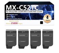 CFDFDA MX-C52TC Cartouche de Toner Haute Capacité Compatible pour Sharp MX-C428F MX-C528F MX-C528P Imprimantes, Impression Haute Définition, 25000 Pages,Black-4 Pack