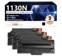 CFDFDA Noir 1130N Cartouche de Toner Haute Capacité Compatible pour Dell 1130 1131 1130N 1133 1135 Imprimante, Impression Haute Définition, 2500 Pages,Black-3 Pack
