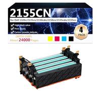 CFDFDA Noir 2155CN Cartouches de Toner Haute Capacité Compatibles pour Dell 1320c 2135cn 2150cdn 2150cn 2155cdn 2155cn Imprimante, Impression Haute Définition, 24000 Pages,BCMY-1 Set