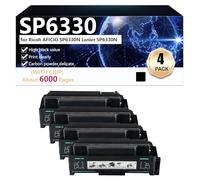 CFDFDA Noir SP6330 Cartouche de Toner Haute Capacité Compatible pour Ricoh AFICIO SP6330N et Lanier SP6330N Imprimante, Impression Haute Définition, 6000 Pages,Black-4 Pack