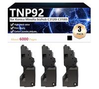 CFDFDA TNP92 Cartouche de Toner de Remplacement AE1Y130 AE1Y230 AE1Y330 AE1Y430 AE1Y150 AE1Y450 AE1Y350 AE1Y250 pour Konica Minolta bizhub C3120i C3100i Imprimantes, 6000 Pages,Black-3 Pack