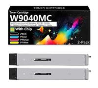 CFDFDA W9040MC Cartouches de Toner de Remplacement avec Puce pour HP Color Laserjet Managed MFP E7 7822dn E7 7822z E77825dn E77825z E7 7830dn E7 7830z Imprimante, Haute Capacité 16500 Pages,2*Black