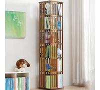 CFDZCP Bibliothèque Rotative en Bambou À 5/6 Niveaux, Tour De Bibliothèque Rotative Et Organisateur d'angle for Chambre Et Salon - Armoire De Rangement Et Bac À Jouets Polyvalents(B,6layers)