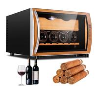 CFDZCP Humidor Armoire Cave À Cigares 25 L, avec Étagères en Bois De Cèdre, Hygromètre, Éclairage Intérieur LED, Cave À Cigares Électrique for 150 Cigares, Cadeaux for Hommes, Mari, Père(B)