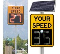 CFDZCP Panneau De Limitation De Vitesse Radar À Énergie Solaire, Écran LED 24" X 35", Limitation De Vitesse Réglable Par Télécommande, Applicable Sur Autoroutes Et Routes.(Yellow)