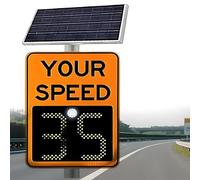CFDZCP Panneau De Limitation De Vitesse Radar Solaire 24 * 35/20 * 28 Pouces Avec Accessoires, Panneau D'avertissement De Trafic Avec Affichage LED Et Alerte Automatique Rouge/verte(Yellow,24 * 35in)