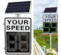 CFDZCP Panneau De Vitesse À 2 LED Numériques, Panneau De Limitation De Vitesse À Énergie Solaire Avec Rétroéclairage Haute Luminosité, Panneau De Rétroaction Radar Routier, Distance Visible: >500m