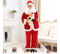 CFDZCP Père Noël Électrique De 1,8 M, Musique Activée par La Voix Et L'induction Infrarouge, Père Noël Grandeur Nature avec 8 Chansons, Grande Pancarte De Noël, Poupées Chantantes De Noël