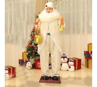 CFDZCP Statue Animée du Père Noël, Grande Figurine Électrique Grandeur Nature du Père Noël Chantant Et Dansant, 1,8 M, Décoration Intérieure Et Extérieure(White)