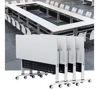 CFDZCP Tables de conférence Ensemble De 4 Tables De Conférence Blanches Modernes, Table De Réunion De Bureau Pliable À Plateau Rabattable for Séminaire De Formation(55 X 23.6 X 29.5 inch)