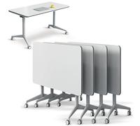 CFDZCP Tables de conférence Table De Conférence, Tables De Formation Mobile À Plateau Rabattable, Table De Séminaire Rectangulaire Moderne, Réunion Modulaire(4pcs,120cm/47.2in)