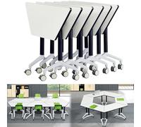 CFDZCP Tables de conférence Table De Salle De Conférence Pliante À Une Touche, Tables De Formation Mobiles À Plateau Rabattable avec roulettes, Table De Conférence(8pcs)