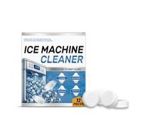 CFEWV 12 Pièces de Détergent pour Machine à Glaçons, Pastilles de Nettoyage Enlèvent Calcaire et Minéraux, Nettoyant pour Sorbetière et Machines à Cubes Glaçons, Prolonge la Durée de Vie