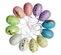 CFEWV Lot de 12 Oeufs de Pâques à Suspendre, Décoration Pâques Extérieur pour Jardin, Ensemble de Chasse aux Oeufs avec Résistants aux Intempéries, Idéal pour Fêter Pâques en Famille