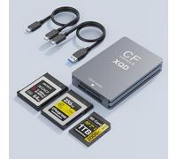 CFexpress Lecteur de carte 3 en 1 type B/XQD/SD, USB 3.2 Gen 2 10 Gbps CFexpress type B avec double fente compatible avec Sony G/M Series/Lexar/CF Express Type B pour Windows/Mac OS/Linux