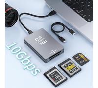 CFExpress Lecteur de carte mémoire 5 en 1 CFExpress/XQD/SD - 10 Gbit/s USB C et USB A CFexpress Type B pour CFexpress Type B + SD 3.0 + lecteur de carte XQD, adaptateur CFexpress lecteur de carte