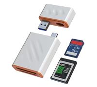 CFexpress Lecteur de carte mémoire double port USB 3.2 (Gen 2) 10 Gbps 2 en 1 USB-C & USB-A Type B CFexpress OTG pour iPhone 16 Pro/iPad Pro/PC/ordinateur portable/smartphone/tablette