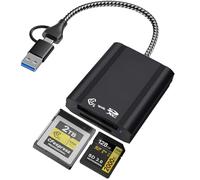 CFexpress Lecteur de carte SD 2 en 1 type B 10 Gbps USB-C et USB-A CFB 1250 | Lecteur de cartes USB 3.2 Gen 2 2 To, lecteur de carte mémoire pour photos 8K RAW, ordinateur portable/PC/tablette, Windows