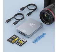 CFexpress Lecteur de cartes type A et SD, double fente USB 3.2 Gen 2 10 Gbps Ultra Transfer Speed CFexpress Lecteur CFexpress avec câble USB C vers USB C/USB A, adaptateur de carte CFexpress type A