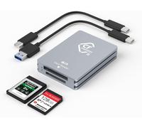 CFexpress Type B/SD Dual Slot Card Reader USB C, USB 3.2 Gen 2 10Gpbs, Compatible avec CFexpress Type B Card/SD Memory Card, Aluminum CFexpress Card Adapter with USB C to USB C/USB A Cable