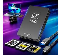 CFexpress Type B & XQD & SD Lecteur de Carte 3en1 en Aluminium, 10Gbps USB 3.2 Gen 2 Lecteur de Carte Mémoire CFe Type B, Lecteur de Carte CF & XQD & SD Adaptateur pour Windows/Mac/Linux/Android, Noir