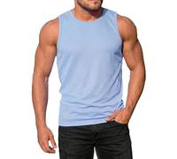 cffdviz Débardeur De Sport pour Homme D'été sans Manches À Col Rond Respirant À Séchage Rapide pour La Musculation,Light Blue,M