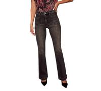 cffdviz Jean Bootcut pour Femme Taille Mi-Haute Délavé Usé Coupe Slim Extensible Patte Large Évasée,Noir,M
