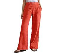 cffdviz Jean Large Et Décontracté pour Femmes Taille Haute Coupe Droite Style Boyfriend,Orange,XL
