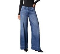 cffdviz Jeans Larges pour Femme Pantalons Denim Décontractés Amples Déchirés Et Droits,Bleu,XL