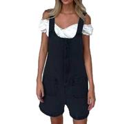 cffdviz Salopette Courte En Denim Pour Femme Bretelles Réglables Salopette Courte En Jean Combinaison Courte,Noir,M