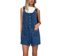 cffdviz Salopette Courte En Denim Pour Femme Bretelles Réglables Salopette Courte En Jean Combinaison Courte,Dark blue,L