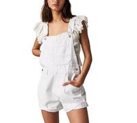 cffdviz Salopette Courte En Jean Femme Décontractée Avec Bretelles Coupe Ample Et Ourlet Retroussé,Blanc,L