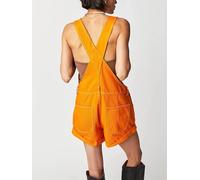 cffdviz Salopette Courte En Jean Femme Décontractée Avec Bretelles Coupe Ample Et Ourlet Retroussé,Orange,XXL