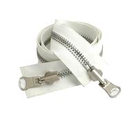 CFFQDQUANB Lot de 2 fermetures éclair double face pour sacs, 70 à 100 cm, extrémité ouverte, curseur rotatif bidirectionnel pour veste, manteau, vêtements, accessoires de couture (blanc argenté, 70 cm