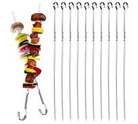 Cffuvros 10pcs Barbasseurs en acier inoxydable, brochettes de kabob à métal plat pour grillade, bâtons de gril réutilisables pour la cuisson extérieure, les brochettes, les
