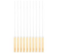 Cffuvros Lot de 10 brochettes de barbecue en acier inoxydable, brochettes de guimauve en métal pour barbecue au feu de camp, bâtonnets de rôtissage réutilisables avec poignées en