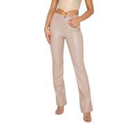 cffvdiz Beige,XL, Pantalon en Simili-Cuir pour Femmes Pantalon Droit Taille Haute Y2K Pantalon Décontracté avec Poches