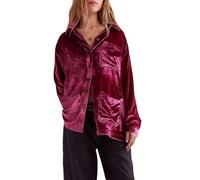 cffvdiz Chemises À Boutons pour Femmes Chemise Ample en Velours À Manches Longues avec Poches,Rose Red,XL